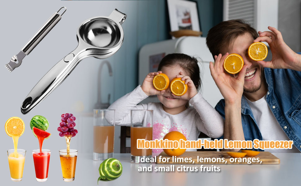Lemon Squeezer, Lemon Squeezer Juicer, Citrus Juicer Handheld, Metal Lemon Hand Press, Lime Squeezer Bar Tool, Manual Citrus Press w/Stainless Steel Zester