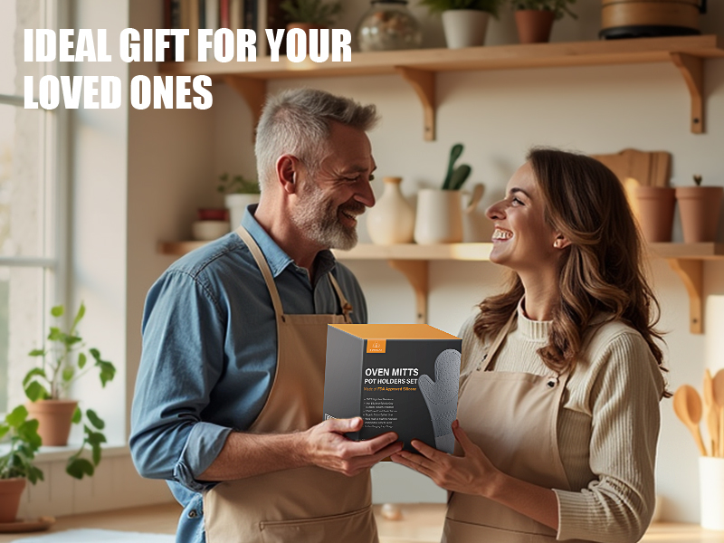 Rorecay 6pcs Oven Mitts and Pot Holders Sets for Kitchen, Extra Long Silicone Oven Gloves High Heat Resistant 500 Degrees Non-Slip Potholders Hot Pads for Baking Cooking, Grey