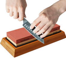 Intelitopia Complete Knife Sharpening Stone Set – Dual Grit Whetstone 400/1000 3000/8000 Knife Sharpener with Leather Strop, Flattening Stone, Bamboo Base, 3 Non-slip Rubber Bases & Angle Guide