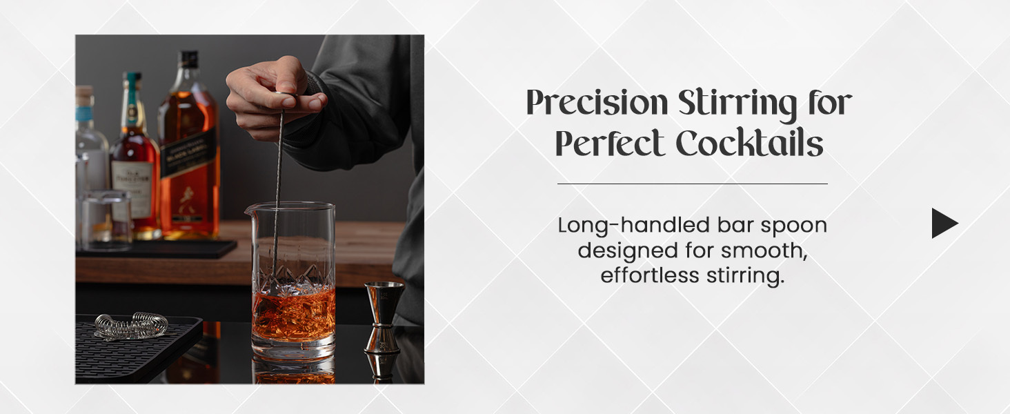 Mixology & Craft Cocktail Set - 8-Piece Bartender Kit with Mixing Glass Set, Japanese Jigger, Spoon, Muddler, and Strainer - Perfect for Old Fashioned Cocktails and Home Bars