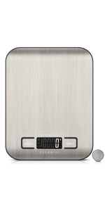 CROWNFUL Food Scale, 11 lb Digital Kitchen Scales with Built-in Coin Battery, Weight Ounces and Grams for Cooking and Baking, 6 Units with Tare Function, LCD Display, 304 Stainless Steel