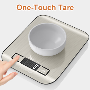 CROWNFUL Food Scale, 11 lb Digital Kitchen Scales with Built-in Coin Battery, Weight Ounces and Grams for Cooking and Baking, 6 Units with Tare Function, LCD Display, 304 Stainless Steel