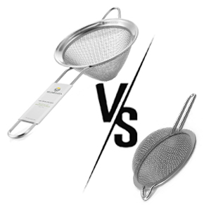 Homestia Cocktail Strainer Set, 5 Piece Gold Stainless Steel Bar Tools - Hawthorne Julep Strainer, Fine Mesh Strainer, Jigger and Spoon for Bartender Professional Drink Mixing Kit