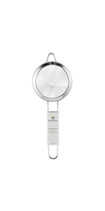 Homestia Cocktail Strainer Set, 5 Piece Gold Stainless Steel Bar Tools - Hawthorne Julep Strainer, Fine Mesh Strainer, Jigger and Spoon for Bartender Professional Drink Mixing Kit