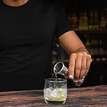 Homestia Cocktail Strainer Set, 5 Piece Gold Stainless Steel Bar Tools - Hawthorne Julep Strainer, Fine Mesh Strainer, Jigger and Spoon for Bartender Professional Drink Mixing Kit