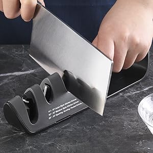 Cangshan 1026108 3-Stage Adjustable 14-24 Degree Professional Knife + Scissor Sharpener Black