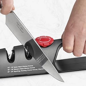 Cangshan 1026108 3-Stage Adjustable 14-24 Degree Professional Knife + Scissor Sharpener Black