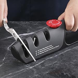 Cangshan 1026108 3-Stage Adjustable 14-24 Degree Professional Knife + Scissor Sharpener Black