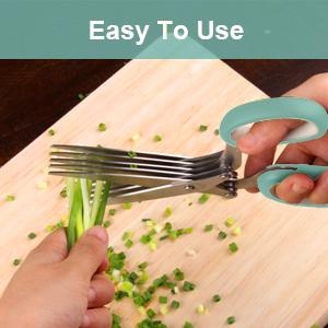 Fun Unique Kitchen Gadgets: Herb Scissors Set - Updated 2026 Cool Kitchen Tools for Cutting Fresh Garden Herbs - Sharp 5-Blade Shears with Cover, Anti-Rust Stainless Steel, Dishwasher Safe (Blue)