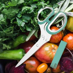 Fun Unique Kitchen Gadgets: Herb Scissors Set - Updated 2026 Cool Kitchen Tools for Cutting Fresh Garden Herbs - Sharp 5-Blade Shears with Cover, Anti-Rust Stainless Steel, Dishwasher Safe (Blue)