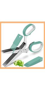 Fun Unique Kitchen Gadgets: Herb Scissors Set - Updated 2026 Cool Kitchen Tools for Cutting Fresh Garden Herbs - Sharp 5-Blade Shears with Cover, Anti-Rust Stainless Steel, Dishwasher Safe (Blue)