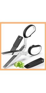Fun Unique Kitchen Gadgets: Herb Scissors Set - Updated 2026 Cool Kitchen Tools for Cutting Fresh Garden Herbs - Sharp 5-Blade Shears with Cover, Anti-Rust Stainless Steel, Dishwasher Safe (Blue)