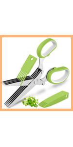 Fun Unique Kitchen Gadgets: Herb Scissors Set - Updated 2026 Cool Kitchen Tools for Cutting Fresh Garden Herbs - Sharp 5-Blade Shears with Cover, Anti-Rust Stainless Steel, Dishwasher Safe (Blue)
