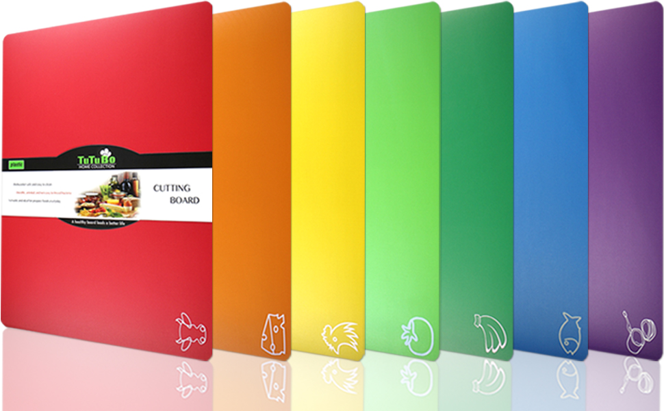 Fotouzy Flexible Plastic Cutting Boards for Kitchen, Upgrade Nonslip Cutting Board Set of 4, BPA-Free, Dishwasher Safe