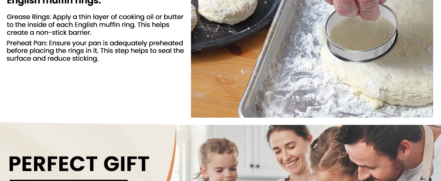 FANGSUN 4 Inch English Muffin Rings, Stainless Steel Crumpet Rings, Tart Rings for Baking, Double Rolled Nonstick Round Cake Ring, Metal Pastry Ring Mold for Dessert Food Making Tool