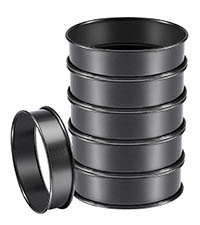 FANGSUN 4 Inch English Muffin Rings, Stainless Steel Crumpet Rings, Tart Rings for Baking, Double Rolled Nonstick Round Cake Ring, Metal Pastry Ring Mold for Dessert Food Making Tool