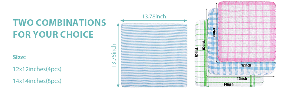 Patelai 12 Pcs Kitchen Dish Cloths for Washing Dishes Absorbent Dish Rags Cleaning Reusable Towels for Scrubbing Wipe Glass Summer Home Household Supplies(Bright Color,13.8'' X 13.8'', 11.8 x 11.8'')
