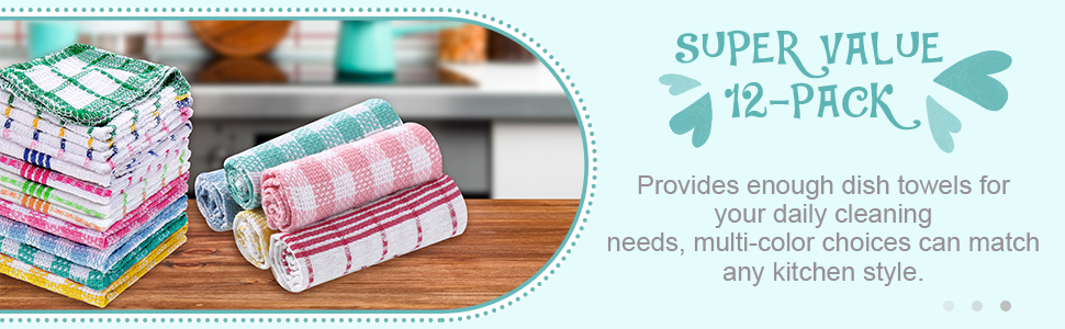Patelai 12 Pcs Kitchen Dish Cloths for Washing Dishes Absorbent Dish Rags Cleaning Reusable Towels for Scrubbing Wipe Glass Summer Home Household Supplies(Bright Color,13.8'' X 13.8'', 11.8 x 11.8'')