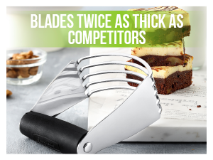 Spring Chef Dough Blender, Top Professional Pastry Cutter, Heavy Duty Baking Tool with Stainless Steel Blades, Medium Size, Red