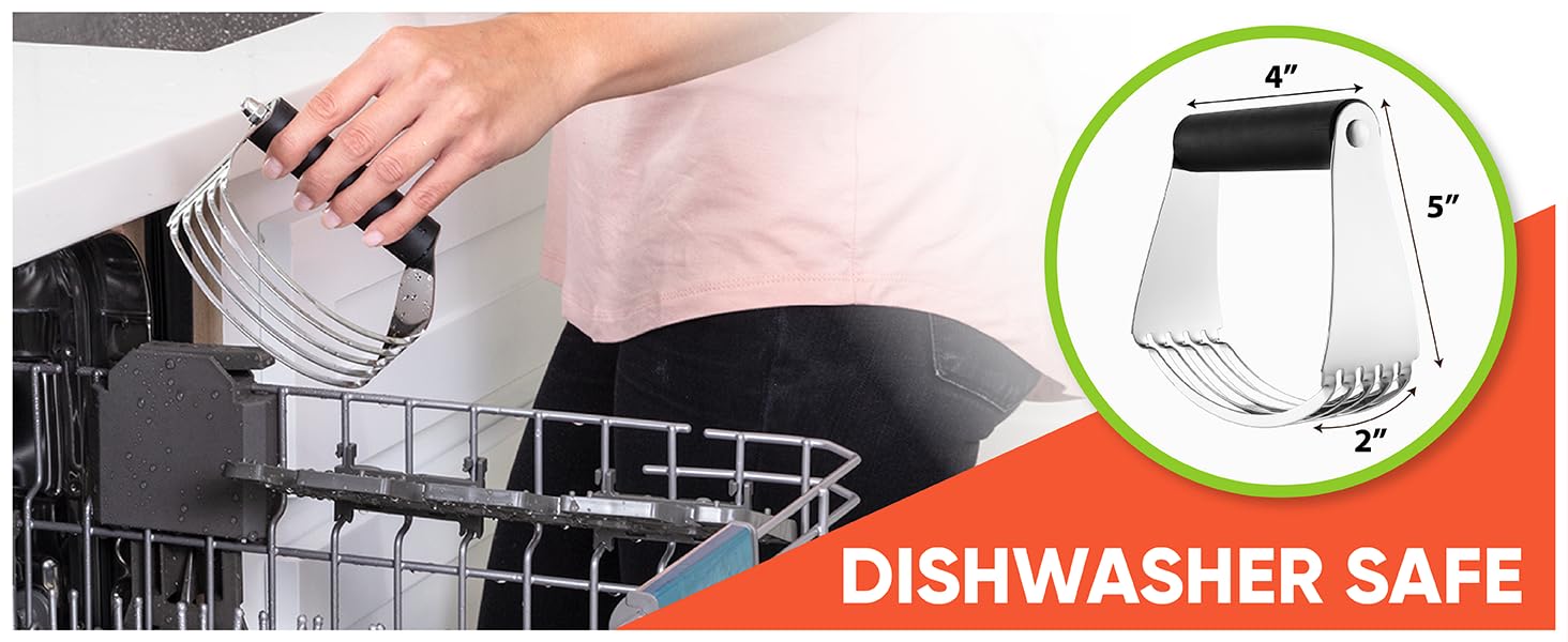 Spring Chef Large Dough Blender For Baking, Dishwasher Safe Dough Cutter Tool, Stainless Steel Pastry Cutter Tool with Sharp Blades, Manual Pastry Blender for Easy Mixing - Aqua Sky