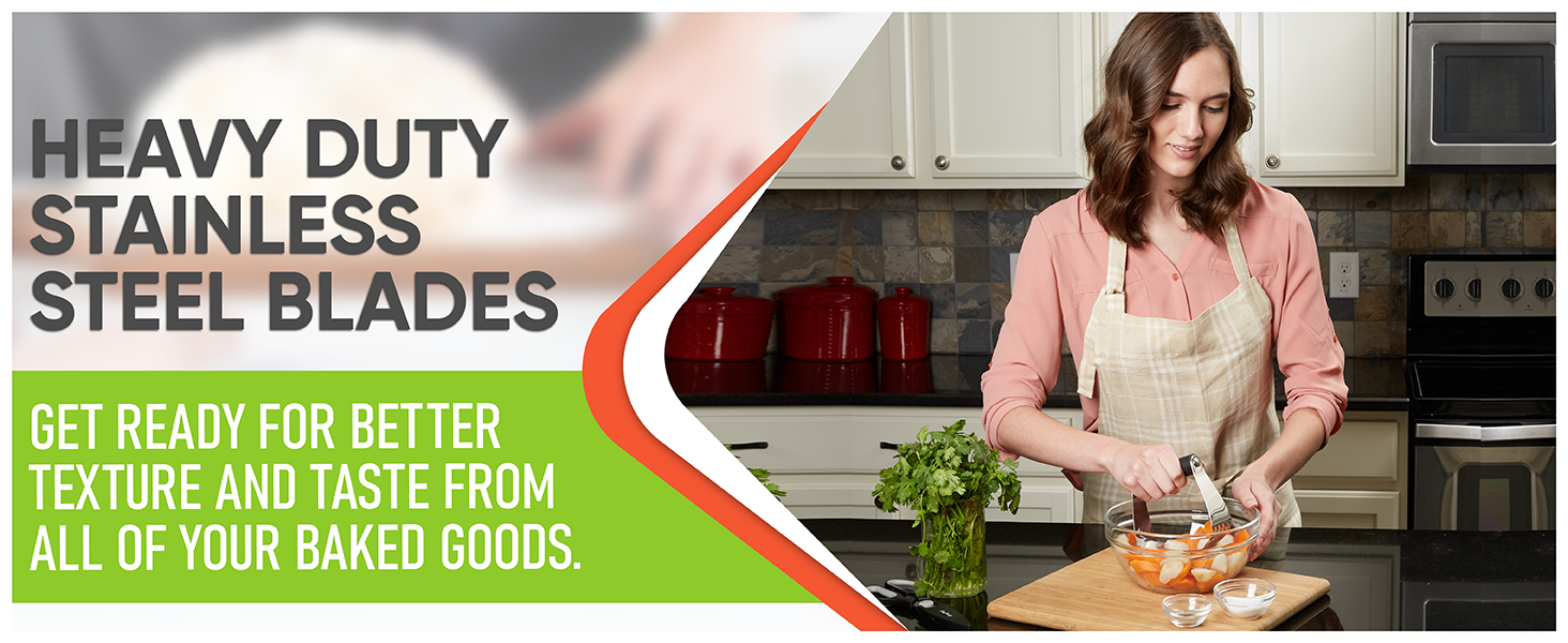 Spring Chef Large Dough Blender For Baking, Dishwasher Safe Dough Cutter Tool, Stainless Steel Pastry Cutter Tool with Sharp Blades, Manual Pastry Blender for Easy Mixing - Aqua Sky