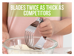 Spring Chef Large Dough Blender For Baking, Dishwasher Safe Dough Cutter Tool, Stainless Steel Pastry Cutter Tool with Sharp Blades, Manual Pastry Blender for Easy Mixing - Aqua Sky