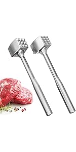 Meat Tenderizer 1 pcs Aluminium Mallet Dual-Sided - Tenderizer Tool Kitchen Pounder - Home Hammer for Tenderizing Ice Steak Stainless Veal & Chicken Safe Beater 1309479