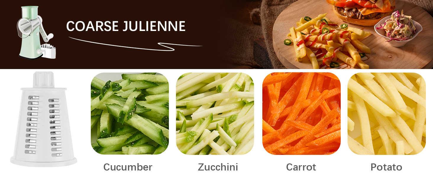 VEKAYA Rotary Cheese Grater, 5 in 1 Cheese Grater with Handle, Replaceable Stainless Blades Cheese Shredder, Cheese Vegetable Slicer, Easy to Clean Kitchen Gadgets with Storage Box