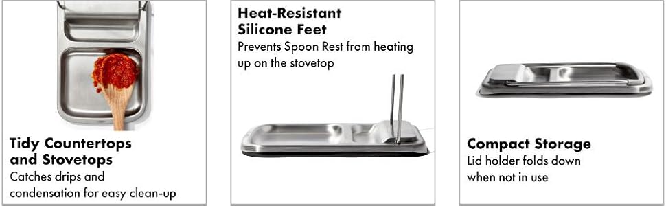 OXO Good Grips Stainless Steel Spoon Rest with Lid Holder