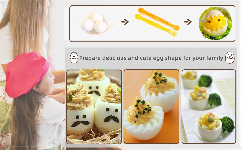 2 Pieces Egg Slicer,Egg Cutter,Egg Cutter for Hard Boiled Eggs,Cute Shape for Children's Bento Lunch Dishwasher Safe and Easy to Clean 2 Slicing Styles