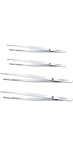 Yaomiao 4 Packs Bar Tweezers Long Garnish Tongs Bar Tweezers Stainless Steel Korean Bbq Tongs for Bartender Cocktail Cooking Food(Silver,8 Inch)