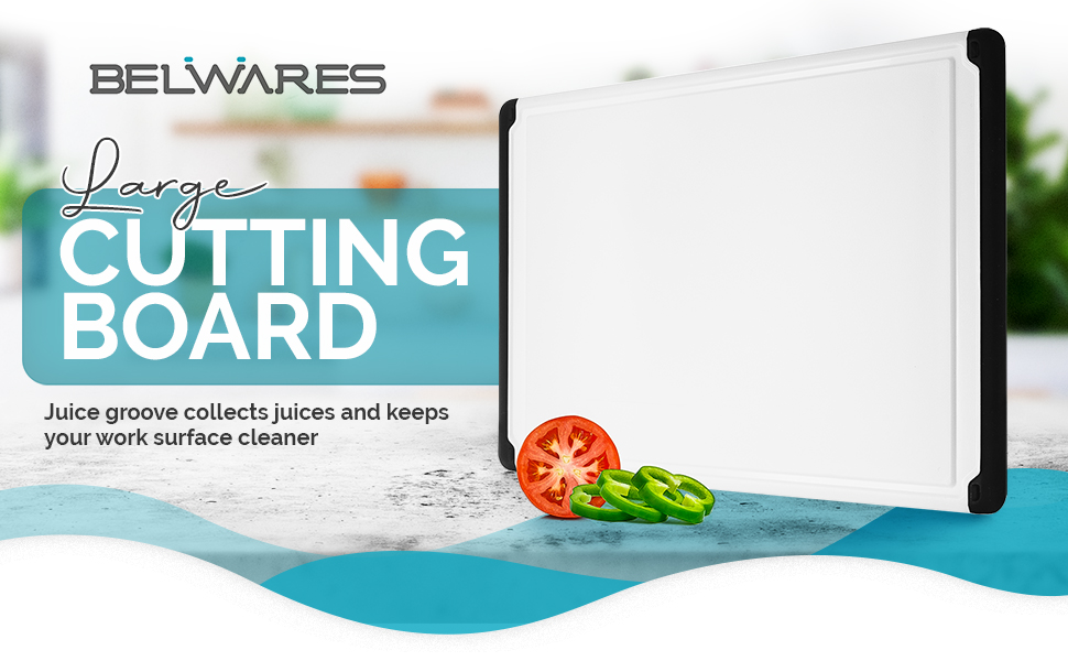 Extra-Large Cutting Board for Kitchen, 18” Reversible Cutting Board with Juice Groove, Dishwasher Safe Plastic Chopping Board Non-Slip Grip for Meal Prep, Meat, Vegetables, and Everyday Cooking