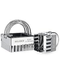 HULISEN Square Biscuit Cutter Set (4 Pieces/Set), Stainless Steel Cookies Cutter with Handle, Professional Baking Dough Tools, Gift Package (Square)