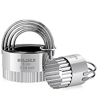 HULISEN Square Biscuit Cutter Set (4 Pieces/Set), Stainless Steel Cookies Cutter with Handle, Professional Baking Dough Tools, Gift Package (Square)