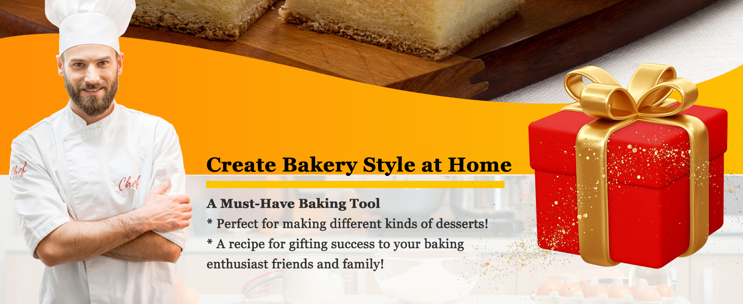 HULISEN Square Biscuit Cutter Set (4 Pieces/Set), Stainless Steel Cookies Cutter with Handle, Professional Baking Dough Tools, Gift Package (Square)