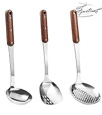 FJNATINH Solid 304 Stainless Steel Skimmer Slotted Spoon Colander Strainer Ladle for Cooking and Frying, Kitchen Utensils Wire Strainer Pasta Strainer Spoon