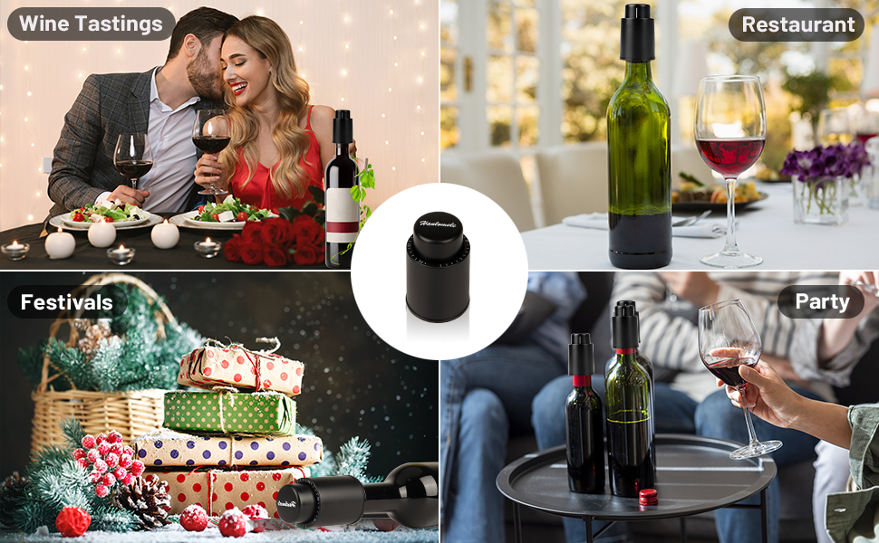[2 PACK]Wine Bottle Stoppers, Reusable Wine Stoppers, Vacuum Wine Preserver with Time Scale Record, Wine Savers Vacuum Pump Corks Keep Wine Really Fresh, Best Gift Accessories.