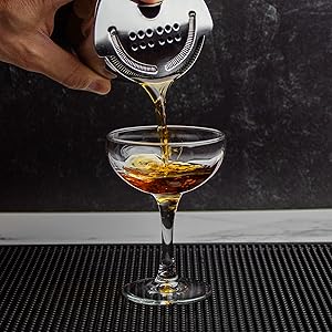 Professional Cocktail Shaker Set Bartending Kit: Weighted Boston Shaker Tins, Hawthorne Strainer and Japanese Jigger