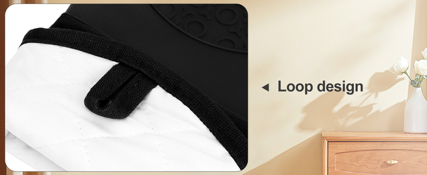 sungwoo Extra Long Silicone Oven Mitts, Heat Resistant Oven Gloves with Quilted Liner Non-Slip Textured Grip Perfect for BBQ, Baking, Cooking and Grilling - 1 Pair 14.6 Inch Black