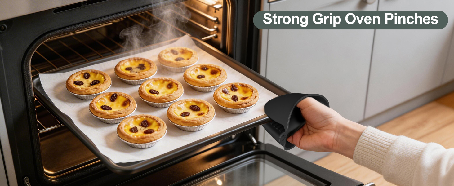 sungwoo Extra Long Silicone Oven Mitts, Heat Resistant Oven Gloves with Quilted Liner Non-Slip Textured Grip Perfect for BBQ, Baking, Cooking and Grilling - 1 Pair 14.6 Inch Black