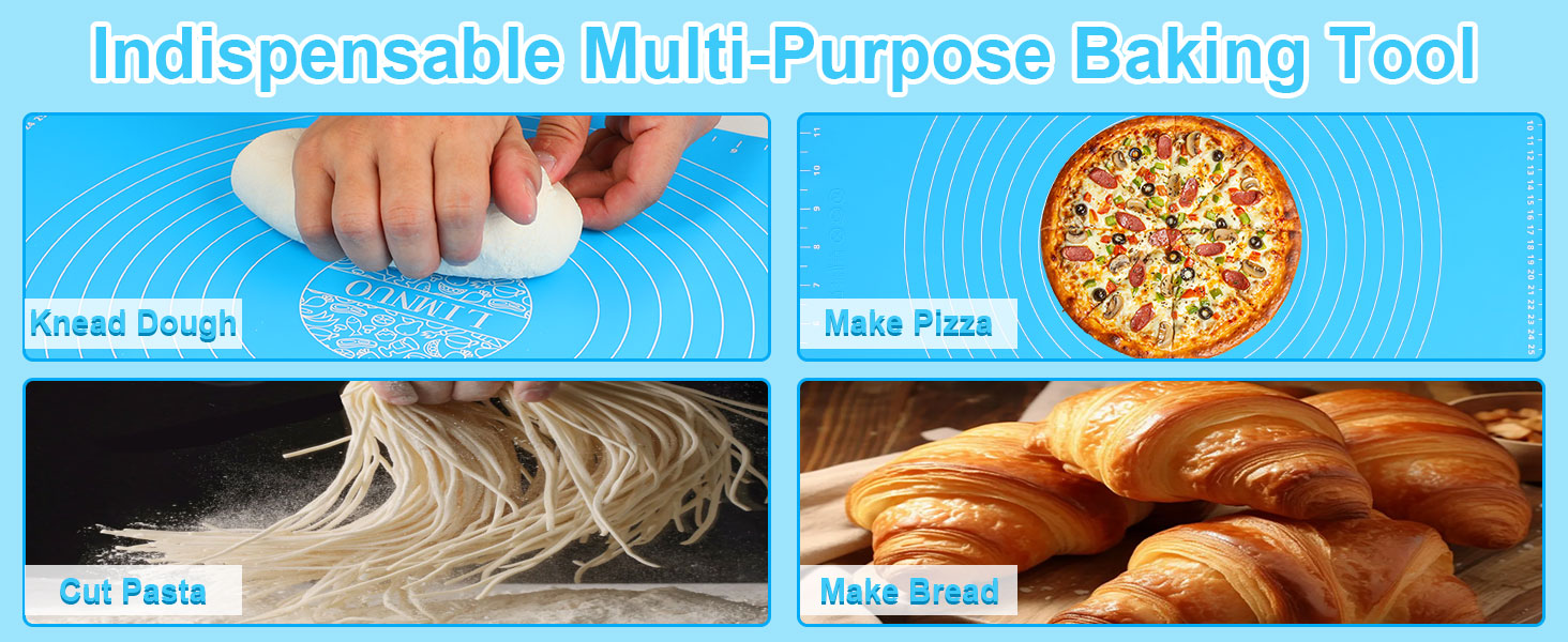 LIMNUO Silicone Baking Mat, Extra Thick Large Non Stick Pastry Mat Sheet for Dough Pie Crust Rolling Mats (Brown, M-16''(W)*20''(L))