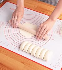 LIMNUO Silicone Baking Mat, Extra Thick Large Non Stick Pastry Mat Sheet for Dough Pie Crust Rolling Mats (Brown, M-16''(W)*20''(L))