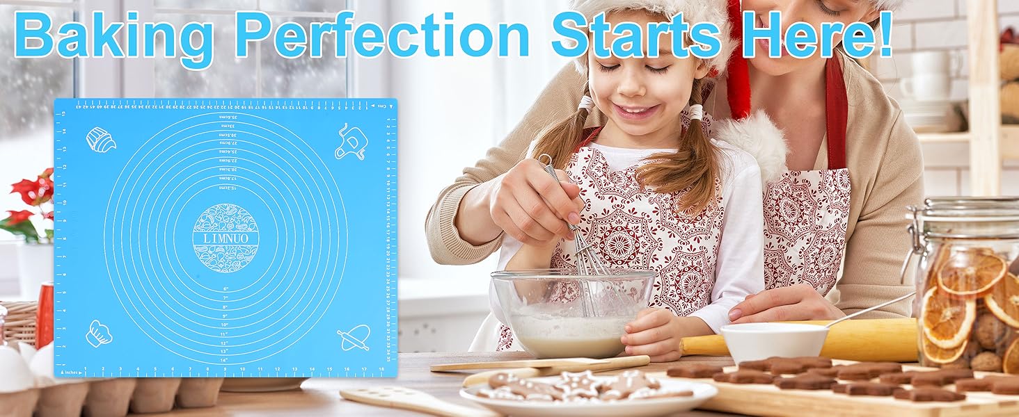 LIMNUO Silicone Baking Mat, Extra Thick Large Non Stick Pastry Mat Sheet for Dough Pie Crust Rolling Mats (Brown, M-16''(W)*20''(L))