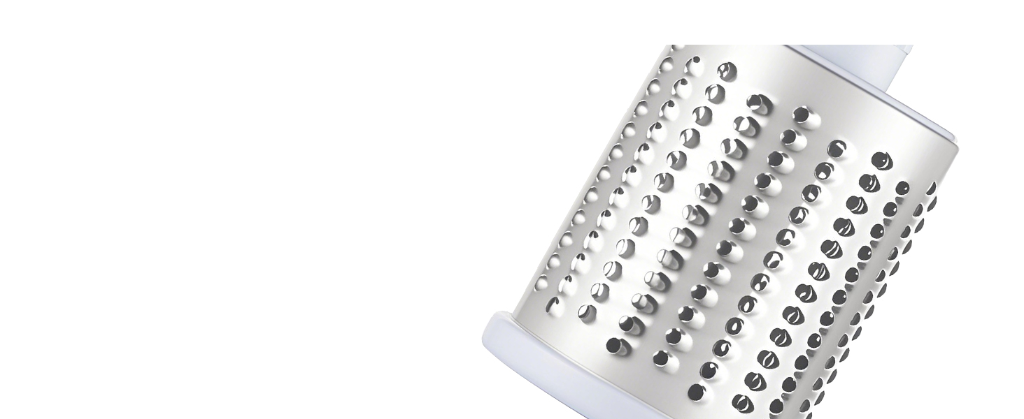 Rotary Cheese Grater with Handle, Kitchen Speed Hand Crank Vegetable Slicer, Potato Hash Brown Shredder Spinning Nut Grinder with 3 Replaceable Stainless Steel Drum Blades (White)