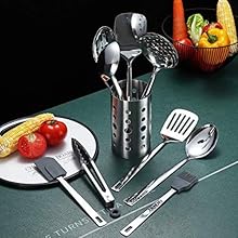 Stainless Steel Cooking Utensils Set, Berglander 13 Pieces Kitchen Utensils Set, Kitchen Tools Set With Utensil Holder Non-Stick And Heat Resistant,Dishwasher Safe, Easy to Clean (13 Packs)