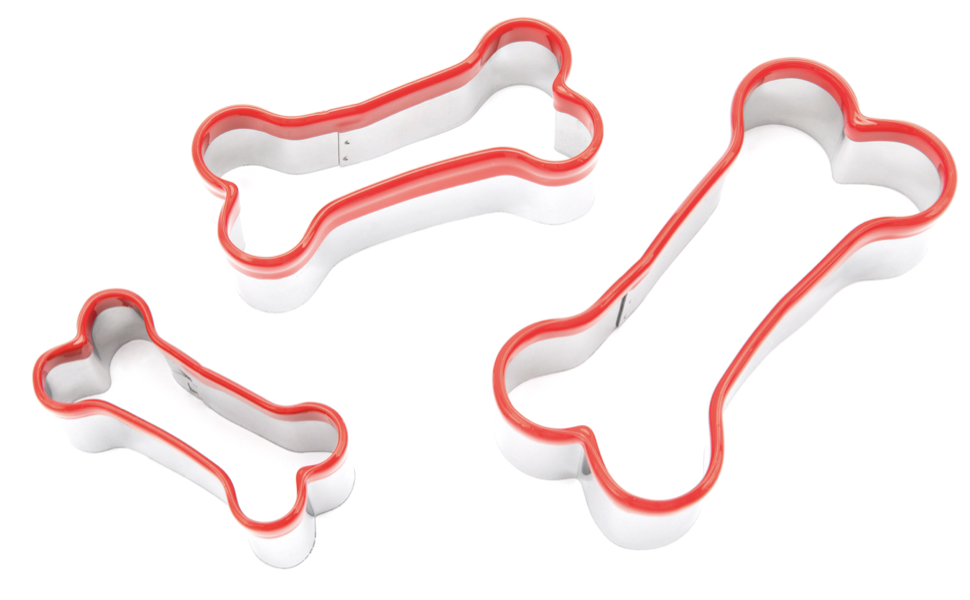 3-Piece Dog Bone Cookie Cutters Set - Dog Treats Cutters, Bone Shapes, 2.4
