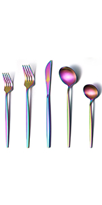 Rainbow Kitchen Utensils Set,13 Pieces Stainless Steel Cooking Utensils Set With Titanium Rainbow Plating,Kitchen Tools Set With Utensil Holder For Non-Stick Cookware Dishwasher Safe (13 Packs)