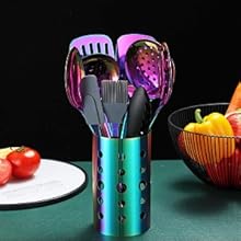 Rainbow Kitchen Utensils Set,13 Pieces Stainless Steel Cooking Utensils Set With Titanium Rainbow Plating,Kitchen Tools Set With Utensil Holder For Non-Stick Cookware Dishwasher Safe (13 Packs)