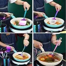 Rainbow Kitchen Utensils Set,13 Pieces Stainless Steel Cooking Utensils Set With Titanium Rainbow Plating,Kitchen Tools Set With Utensil Holder For Non-Stick Cookware Dishwasher Safe (13 Packs)