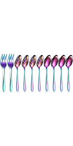 Rainbow Kitchen Utensils Set,13 Pieces Stainless Steel Cooking Utensils Set With Titanium Rainbow Plating,Kitchen Tools Set With Utensil Holder For Non-Stick Cookware Dishwasher Safe (13 Packs)
